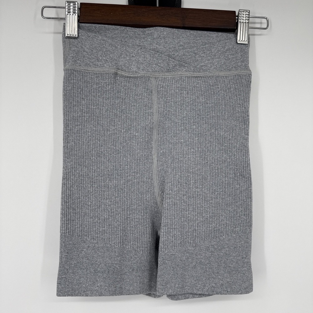 Free People Movement‎ Free Throw Biker Lounge Gym Training Gray Small Ribbed